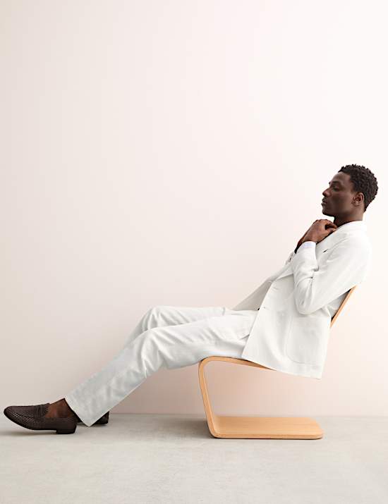 Tailored Fit Italian Silk & Linen Suit Trousers