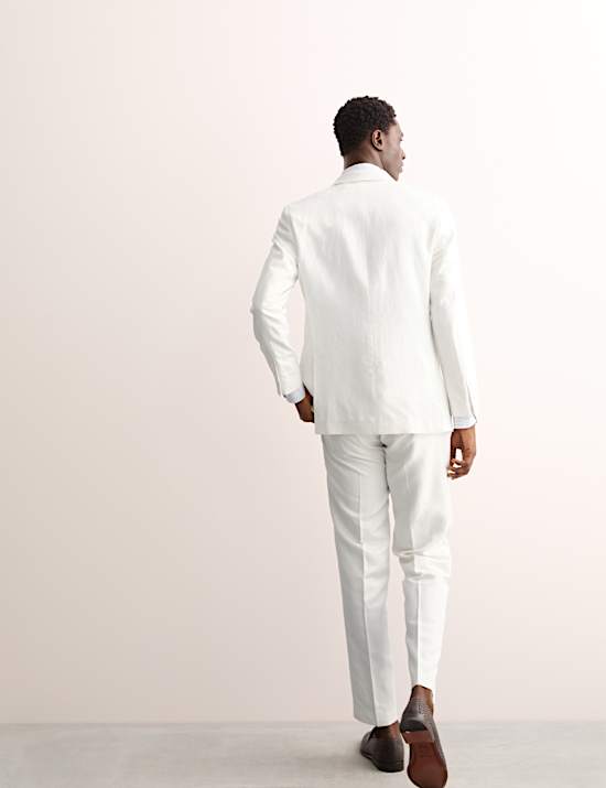 Tailored Fit Italian Silk & Linen Suit Trousers