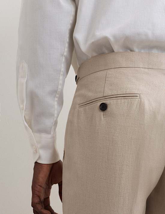 Tailored Fit Silk & Linen Blend Suit Trousers