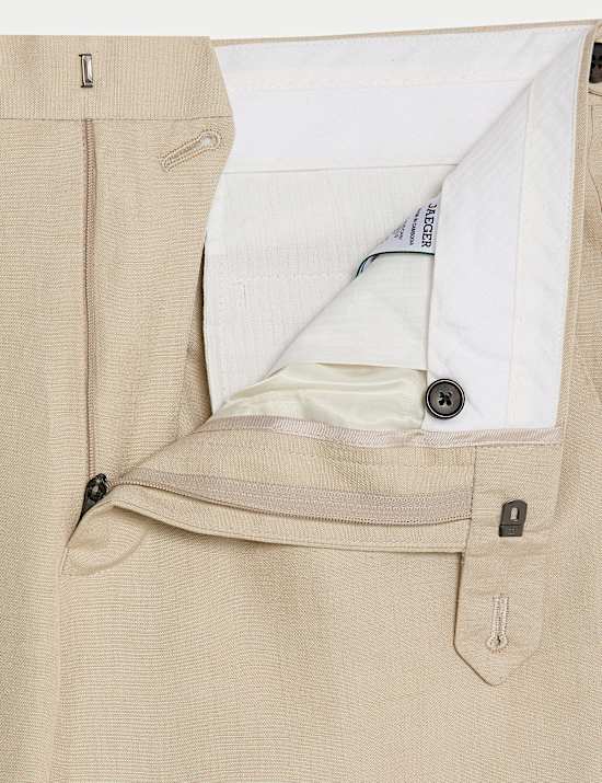 Tailored Fit Silk & Linen Blend Suit Trousers
