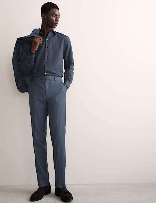 Tailored Fit Pure Wool Textured Suit Trousers