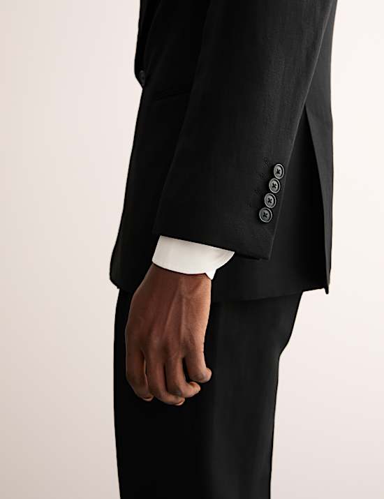 Tailored Linen Wool Blend Jacket with Silk
