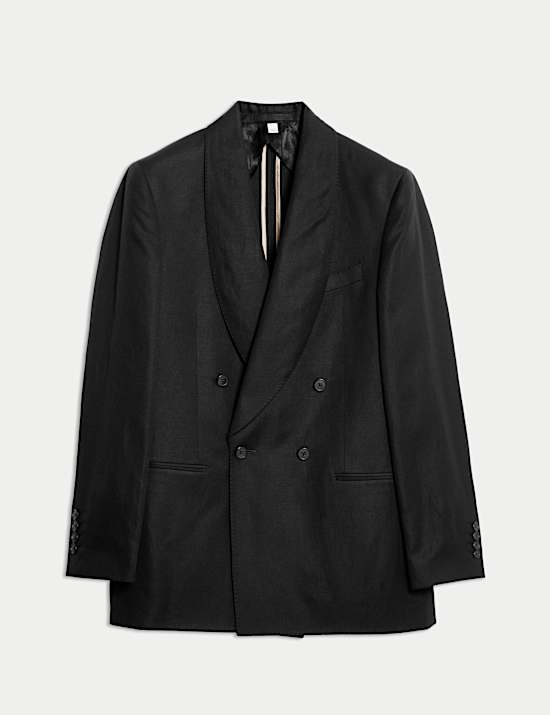 Tailored Linen Wool Blend Jacket with Silk