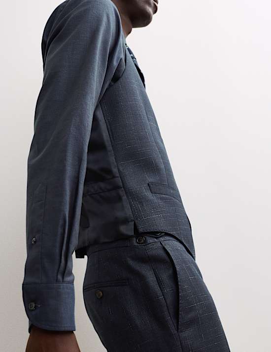 Tailored Fit Wool Rich Textured Waistcoat