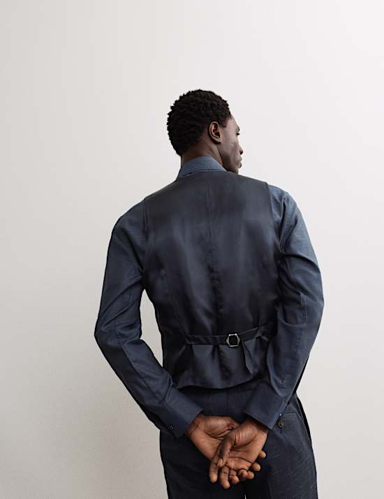 Tailored Fit Wool Rich Textured Waistcoat