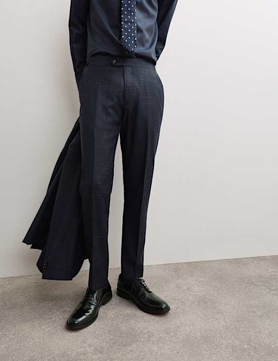 Tailored Fit Wool Rich Flat Front Trousers