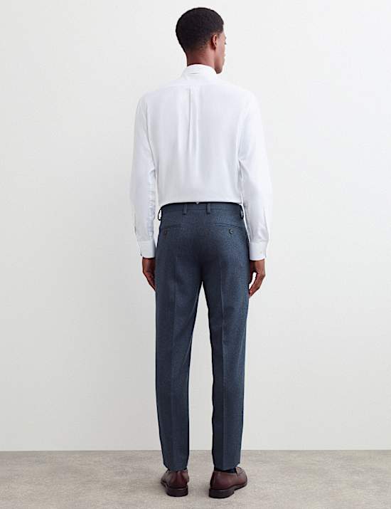 Tailored Fit Pure Wool Mouline Suit Trousers