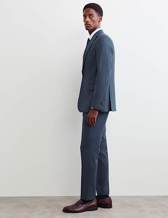 Tailored Fit Pure Wool Mouline Suit Trousers