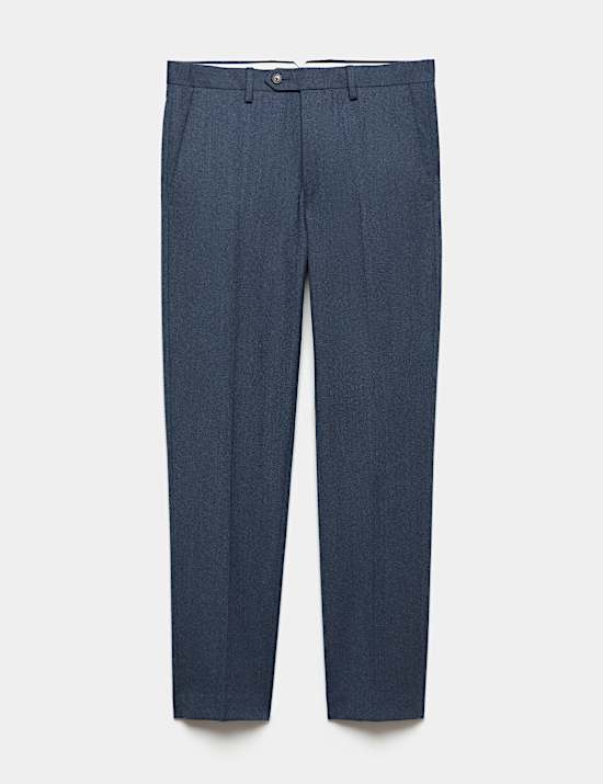 Tailored Fit Pure Wool Mouline Suit Trousers
