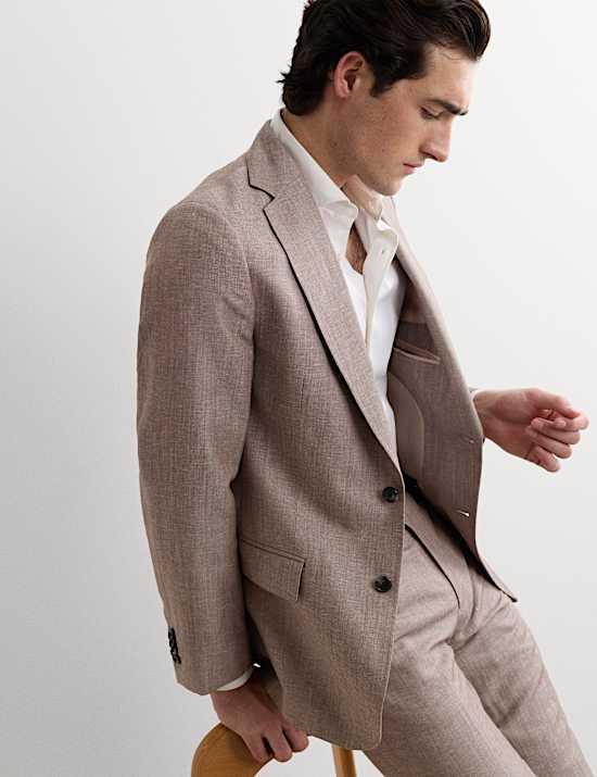 Tailored Fit Italian Wool Linen Blend Suit Jacket
