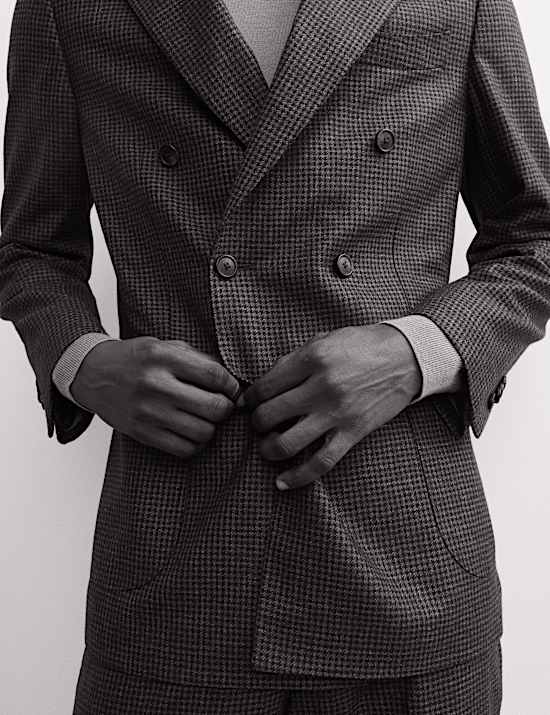 Houndstooth Double Breasted Suit Jacket