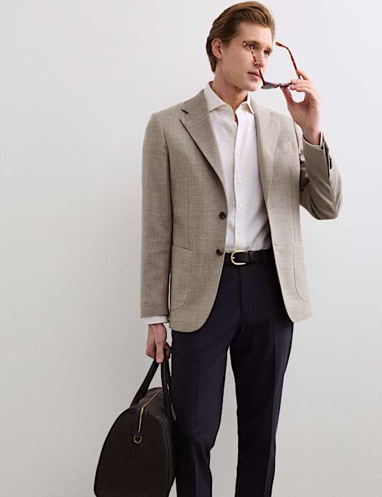 Tailored Fit Italian Wool Rich Check Blazer