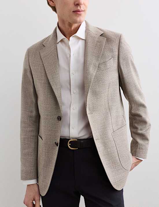 Tailored Fit Italian Wool Rich Check Blazer