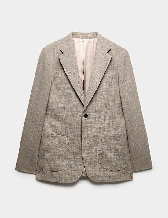 Tailored Fit Italian Wool Rich Check Blazer