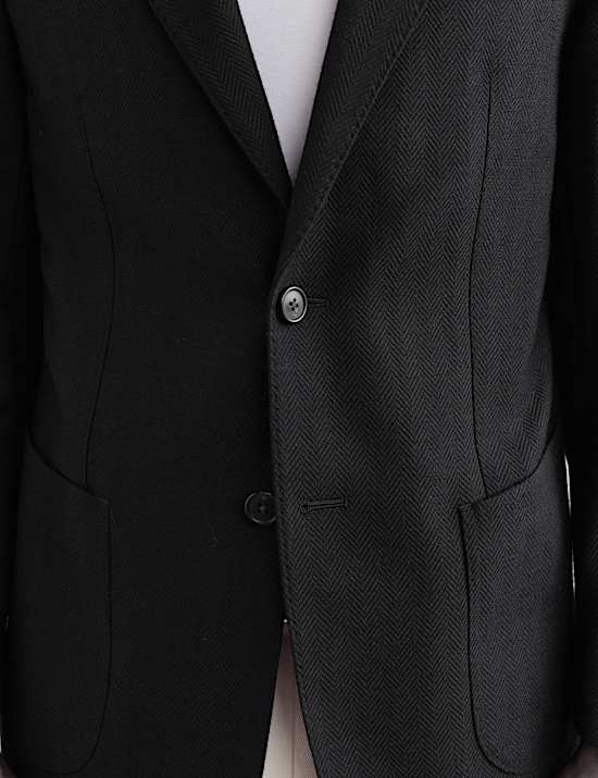Tailored Fit Wool Herringbone Blazer