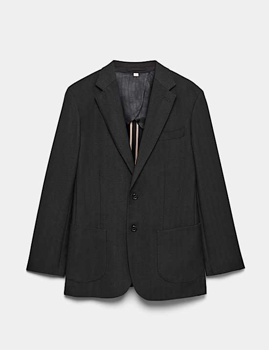 Blazer coupe ajust&eacute;e en laine &agrave; motif chevron