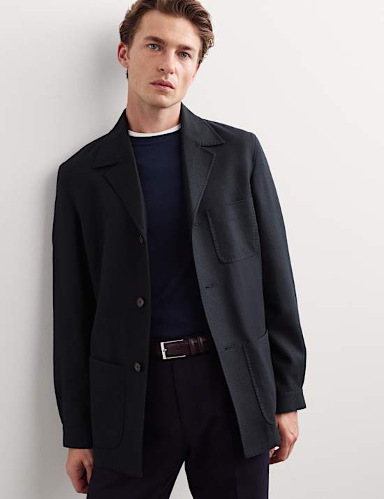 Wool Blend Tailored Fit Suit Jacket