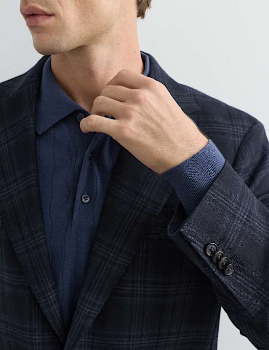 Tailored Fit Italian Wool Check Blazer