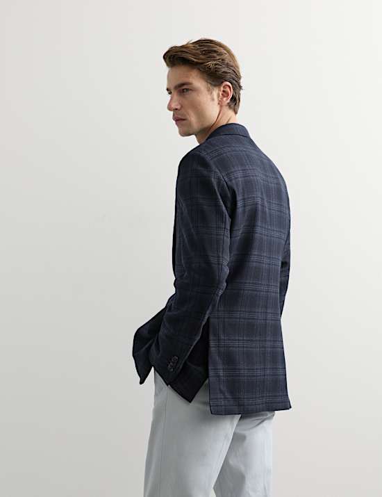 Tailored Fit Italian Wool Check Blazer
