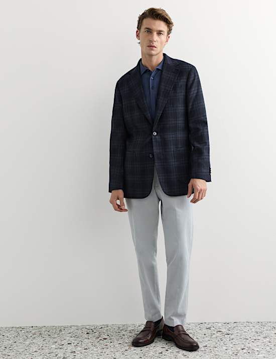 Tailored Fit Italian Wool Check Blazer