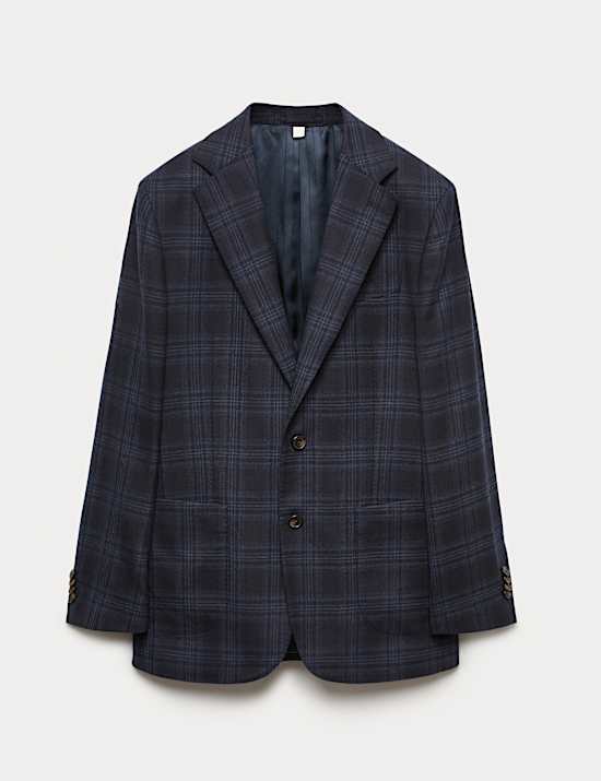 Tailored Fit Italian Wool Check Blazer