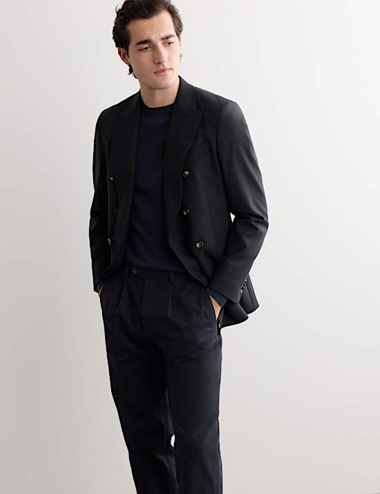 Blazer coupe ajust&eacute;e 100 % laine italienne