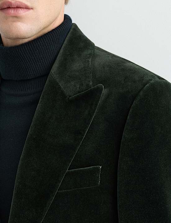 Tailored Fit Pure Cotton Velvet Blazer