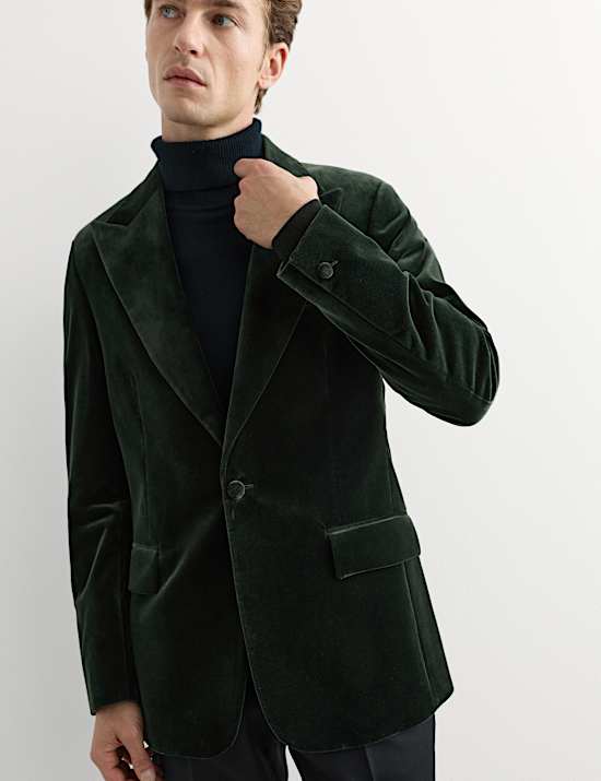 Tailored Fit Pure Cotton Velvet Blazer