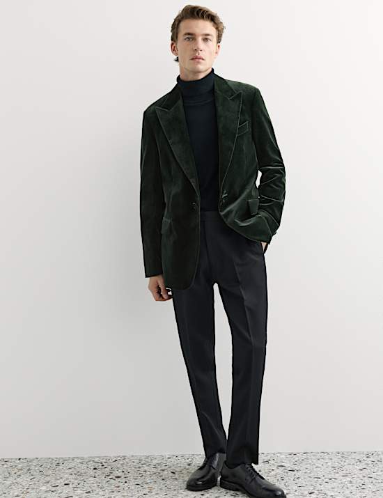 Tailored Fit Pure Cotton Velvet Blazer