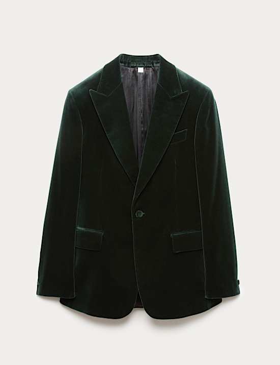 Tailored Fit Pure Cotton Velvet Blazer