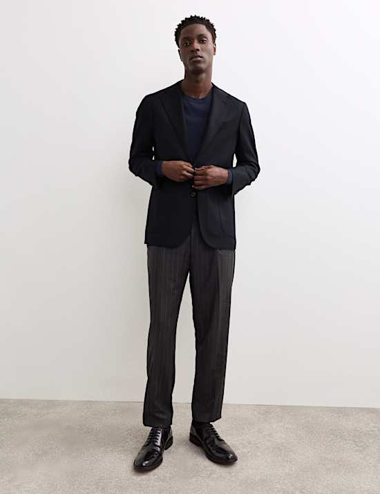 Blazer en flanelle serg&eacute;e de laine italienne