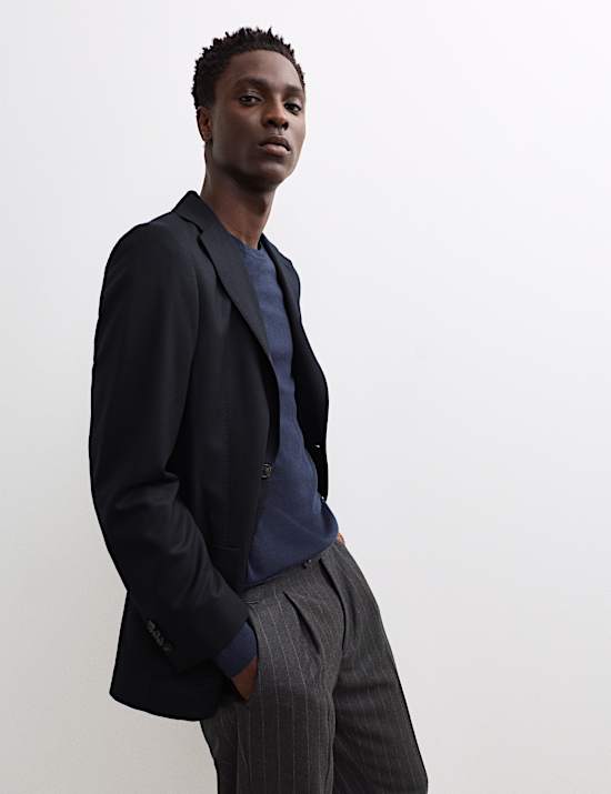 Blazer en flanelle serg&eacute;e de laine italienne