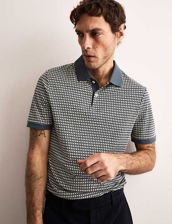 Pure Cotton Chain Print Polo Shirt