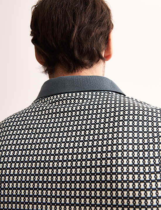 Pure Cotton Chain Print Polo Shirt