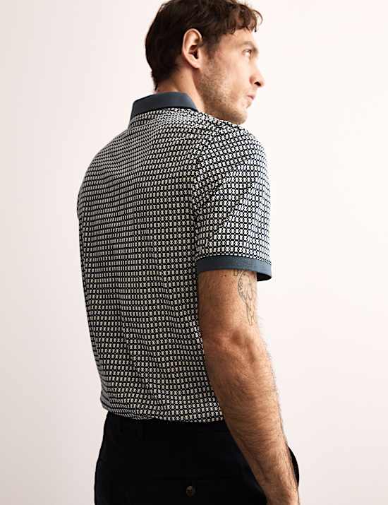 Pure Cotton Chain Print Polo Shirt