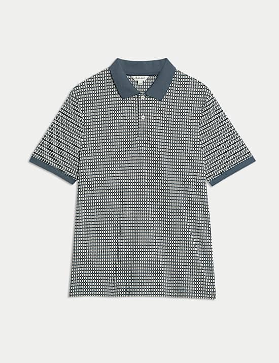 Pure Cotton Chain Print Polo Shirt