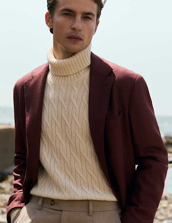 Tailored Fit Italian Wool Textured Blazer