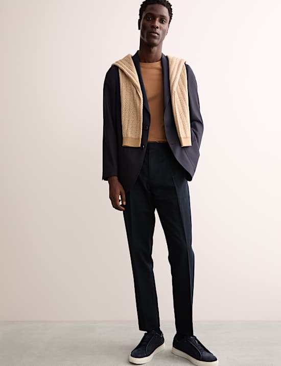 Tailored Fit Twill Cotton Linen Trousers