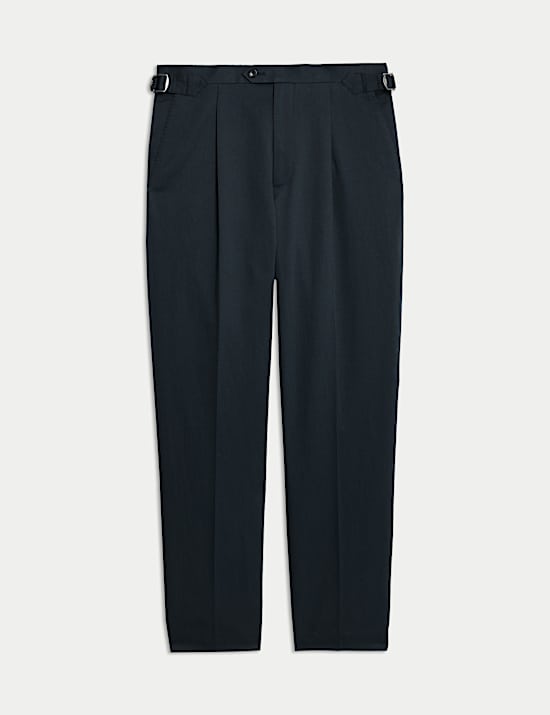 Tailored Fit Twill Cotton Linen Trousers