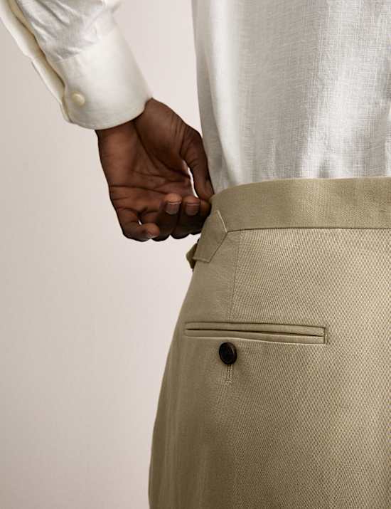 Tailored Fit Twill Cotton Linen Trousers