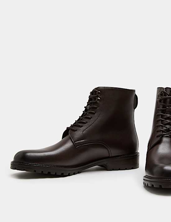 Leather Lace Up Casual Boots