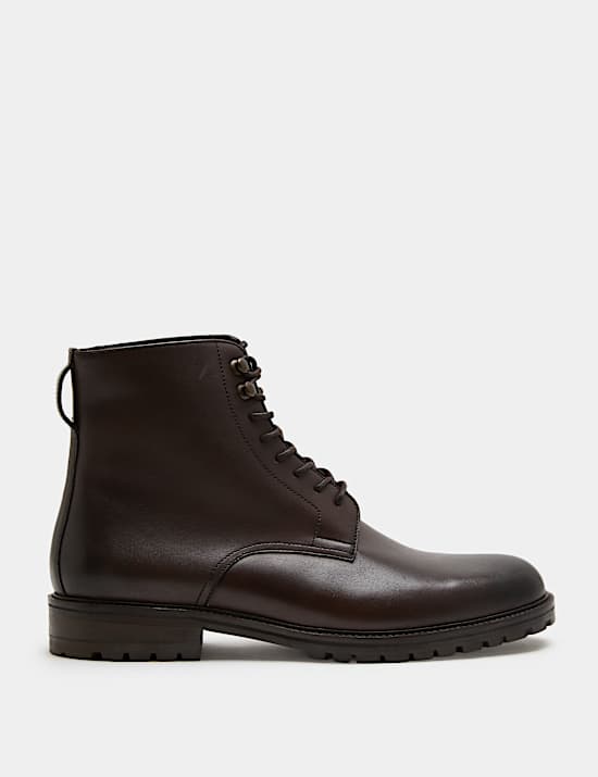 Leather Lace Up Casual Boots