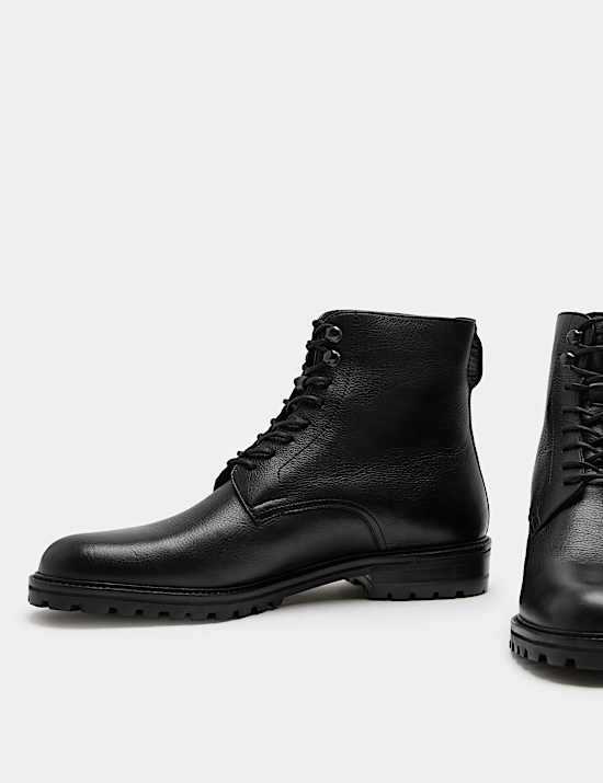 Leather Lace Up Casual Boots