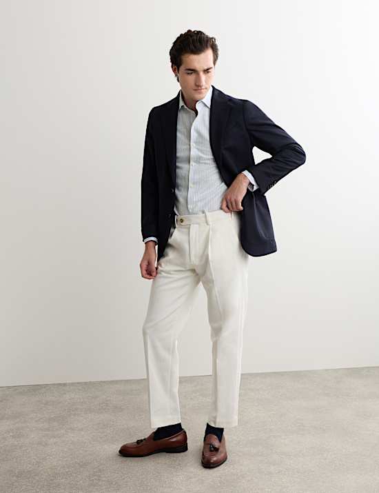 Regular Fit Linen Blend Striped Luxury Shirt