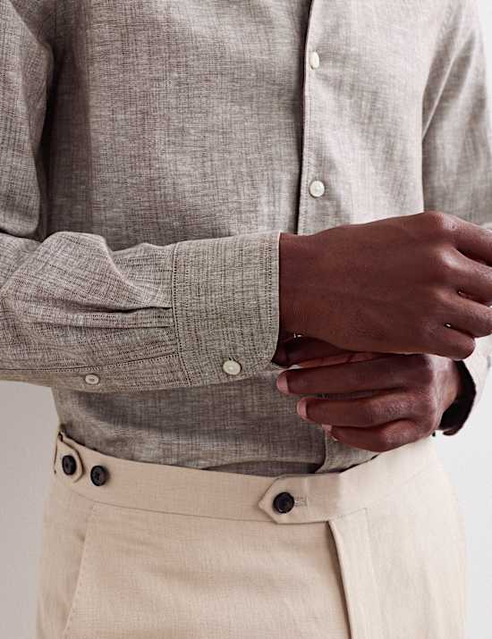 Chemise coupe standard en coton et lin de luxe
