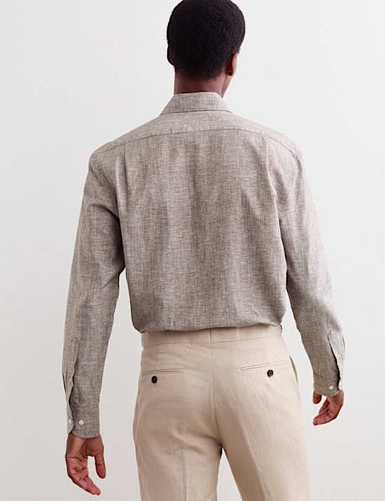 Chemise coupe standard en coton et lin de luxe
