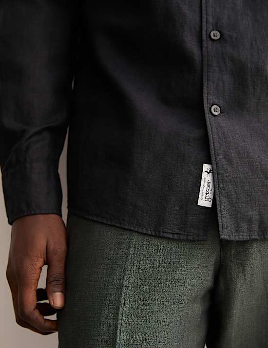 Camisa algod&oacute;n de lino de ajuste est&aacute;ndar Luxury