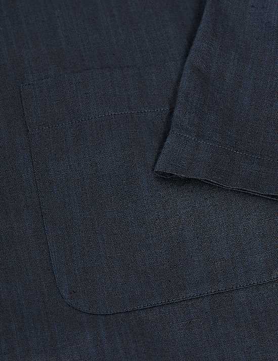 Chemise &agrave; manches courtes coupe standard en m&eacute;lange de coton et lin de luxe