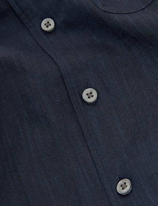 Chemise &agrave; manches courtes coupe standard en m&eacute;lange de coton et lin de luxe