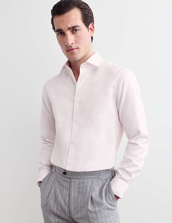 Slim Fit Pure Cotton Luxury Textured Shirt